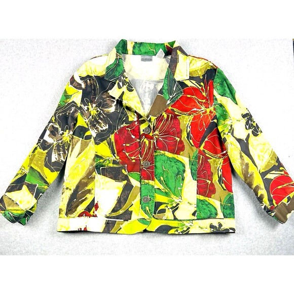 Chicos Art to Wear Floral Blazer Womens 3 Multicolor Button Front Jacket - Picture 2 of 12